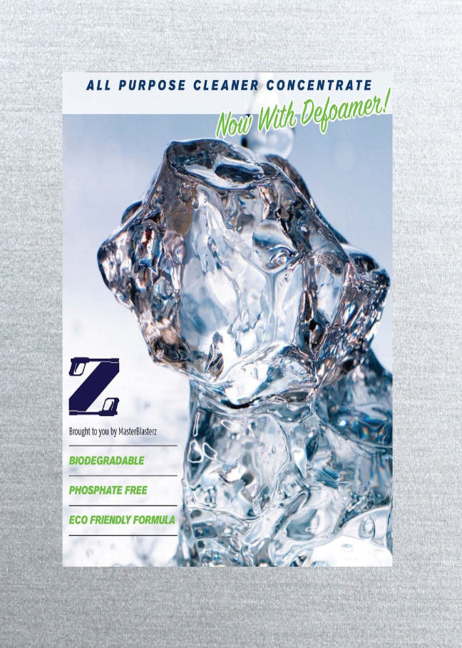 Eco 9000 all-purpose cleaner concentrate label featuring an eco-friendly, biodegradable, phosphate-free formula with ice imagery.
